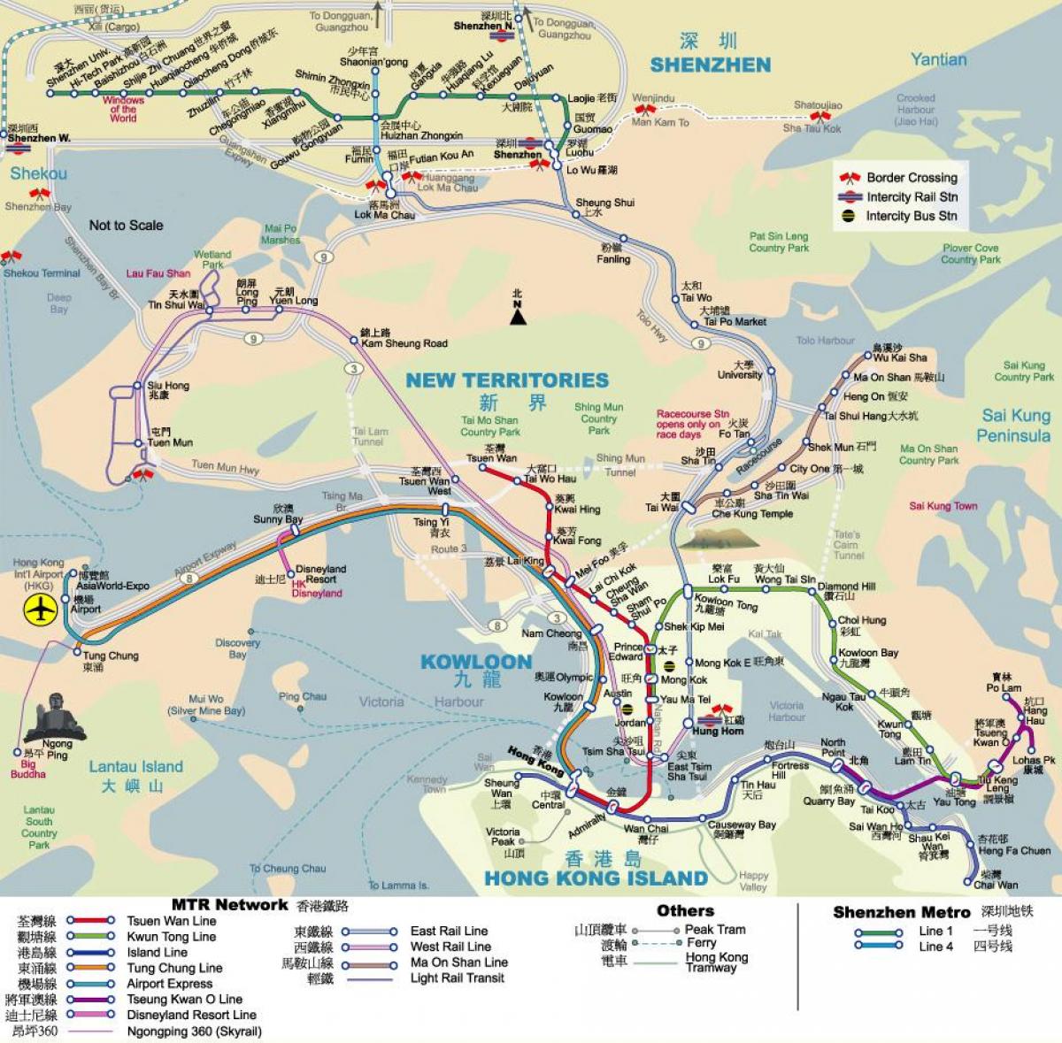 MTR מפה של הונג קונג