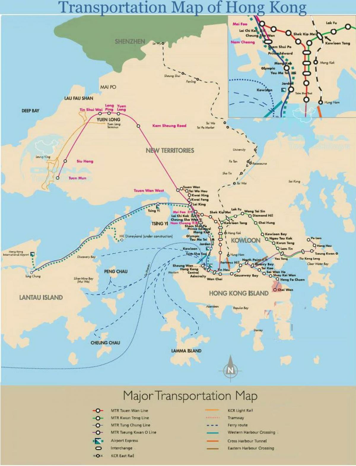 הונג קונג מסלולי מעבורת מפה