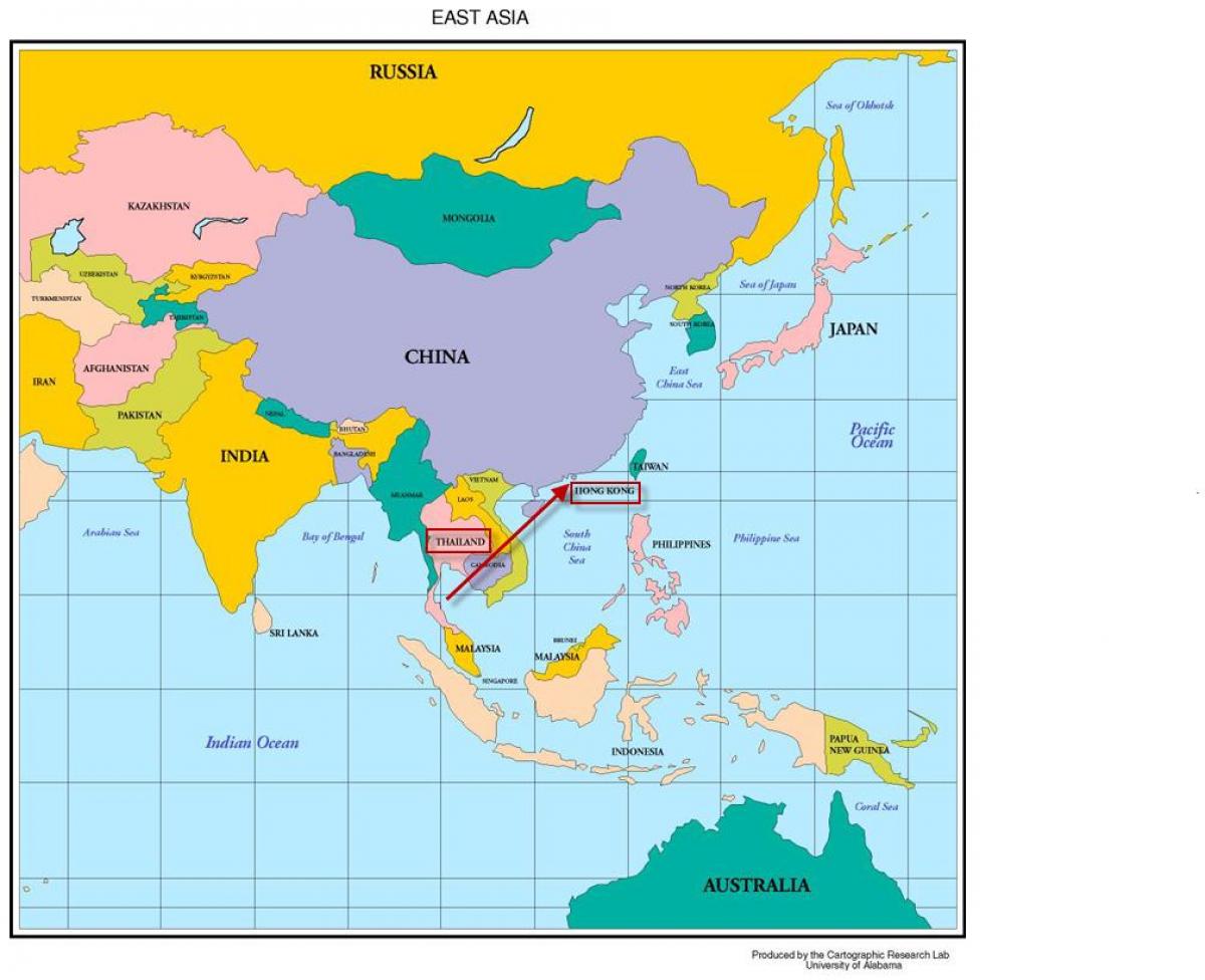 הונג קונג ב מפה של אסיה
